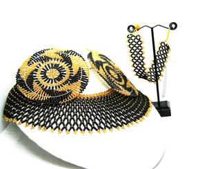 Black & Gold Beaded Jewelry Set
