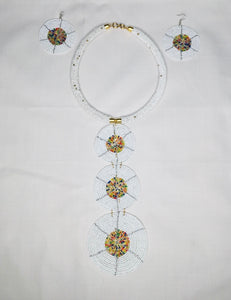White Beaded Necklace and Earrings