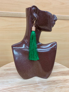 Green African Tassel Earrings