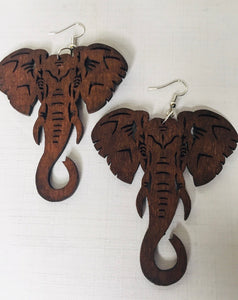 Dark Brown Elephant Earrings