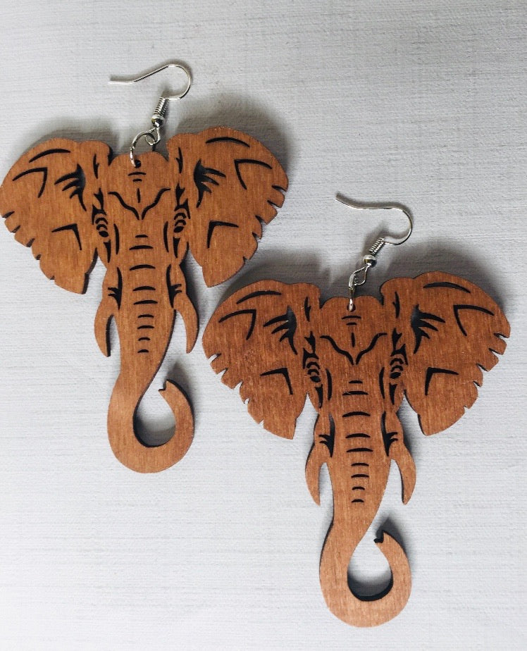 Brown Elephant Earrings