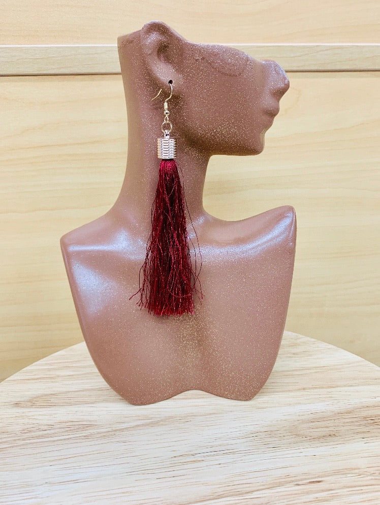 Red African Tassel Earring